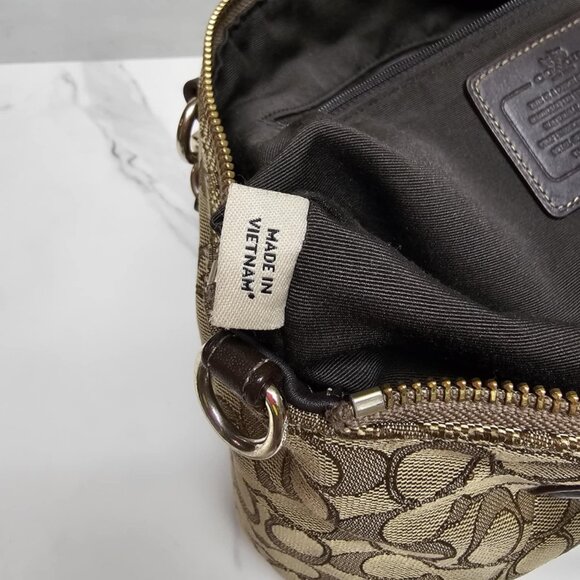 Coach Small Kelsey Satchel in Signature Jacquard Khaki/Brown - Picture 10 of 15